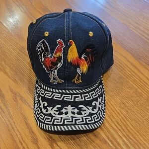 Embroidered Rooster Denim Cap